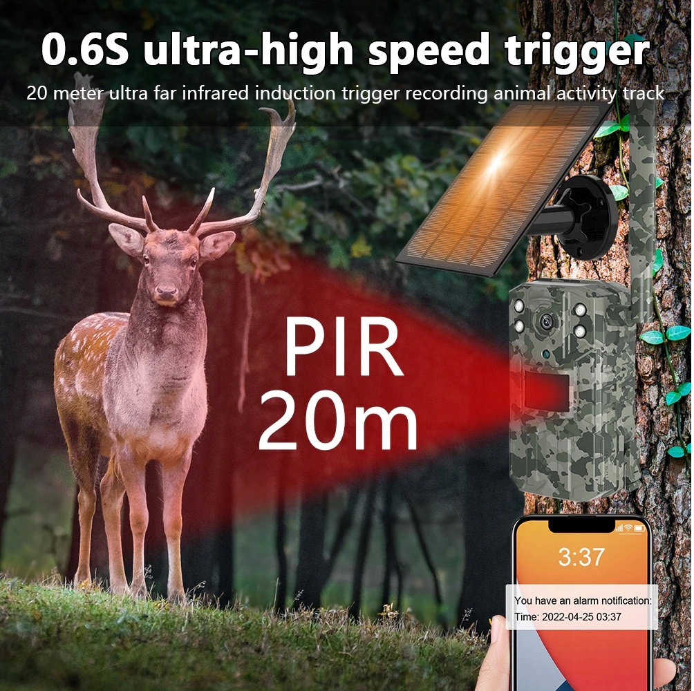 Fotopułapka 4G Lte z Aplikacją i Panelem Solarnym Złącza AV USB