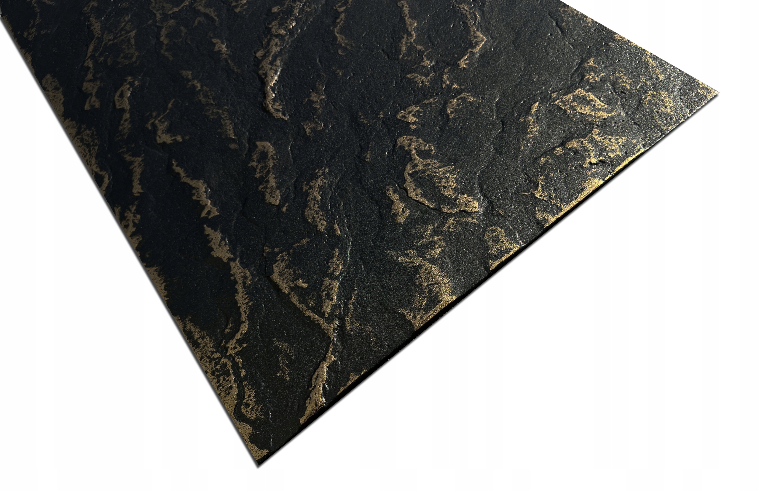 Panele Ścienne Kamień Naturalny beton CZARNY Złoty imit. 3D 0,5m2 GŁAZ C-Z