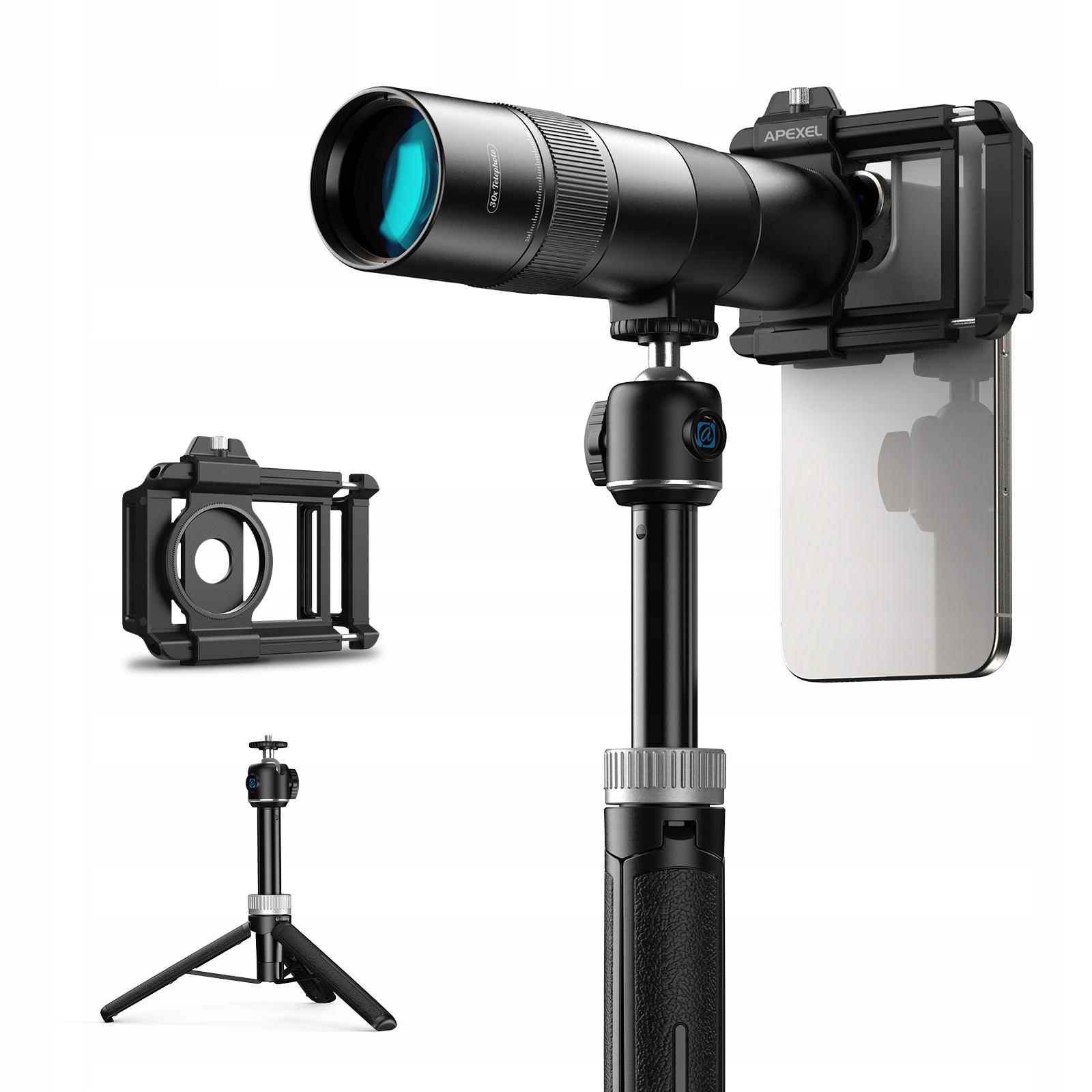 Hd Tele Zoom objektiv 30x Stativ pro Telefon Tablet Smartphone Apexel