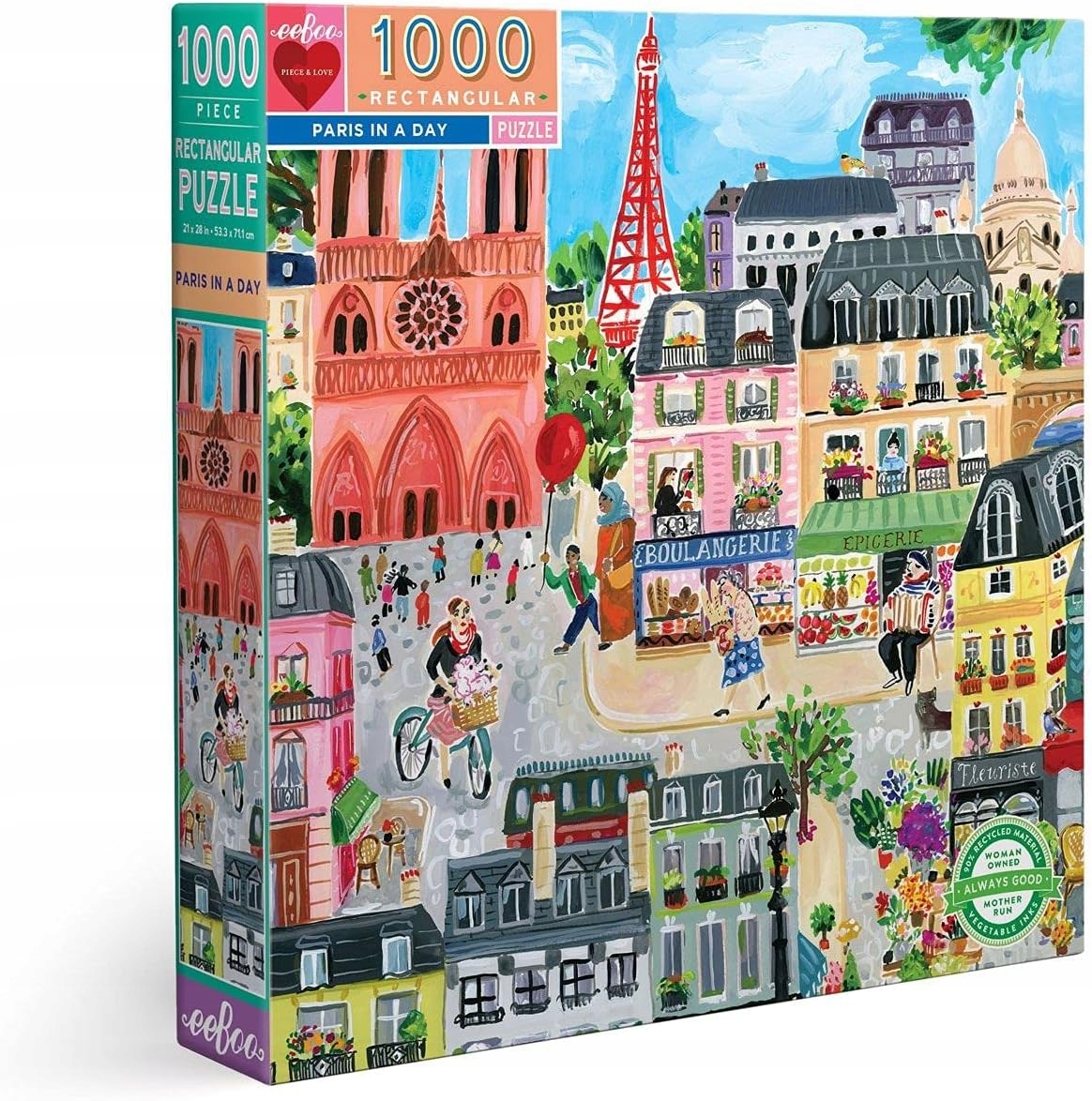 Puzzle Paris in a day 1000 elementów 61 x 46 cm eeBoo