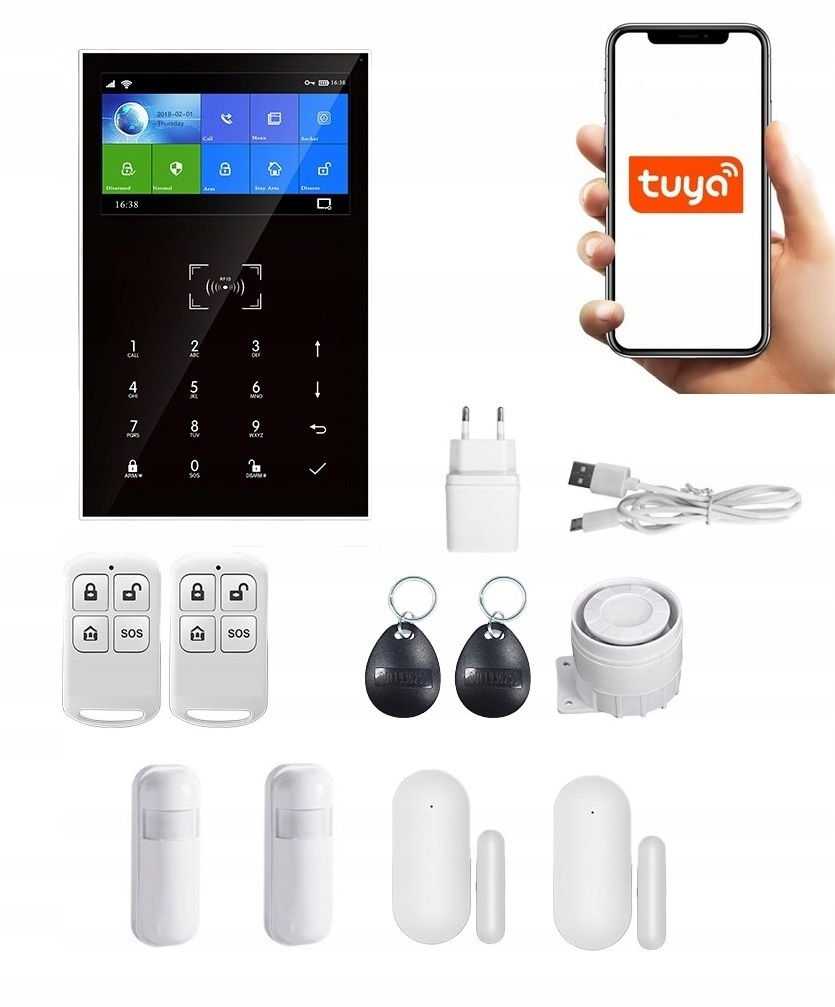 Bezdrôtová Alarmová Súprava s LCD 4,3" Gsm WiFi Tuya Smart Poľský 2+2 Pir