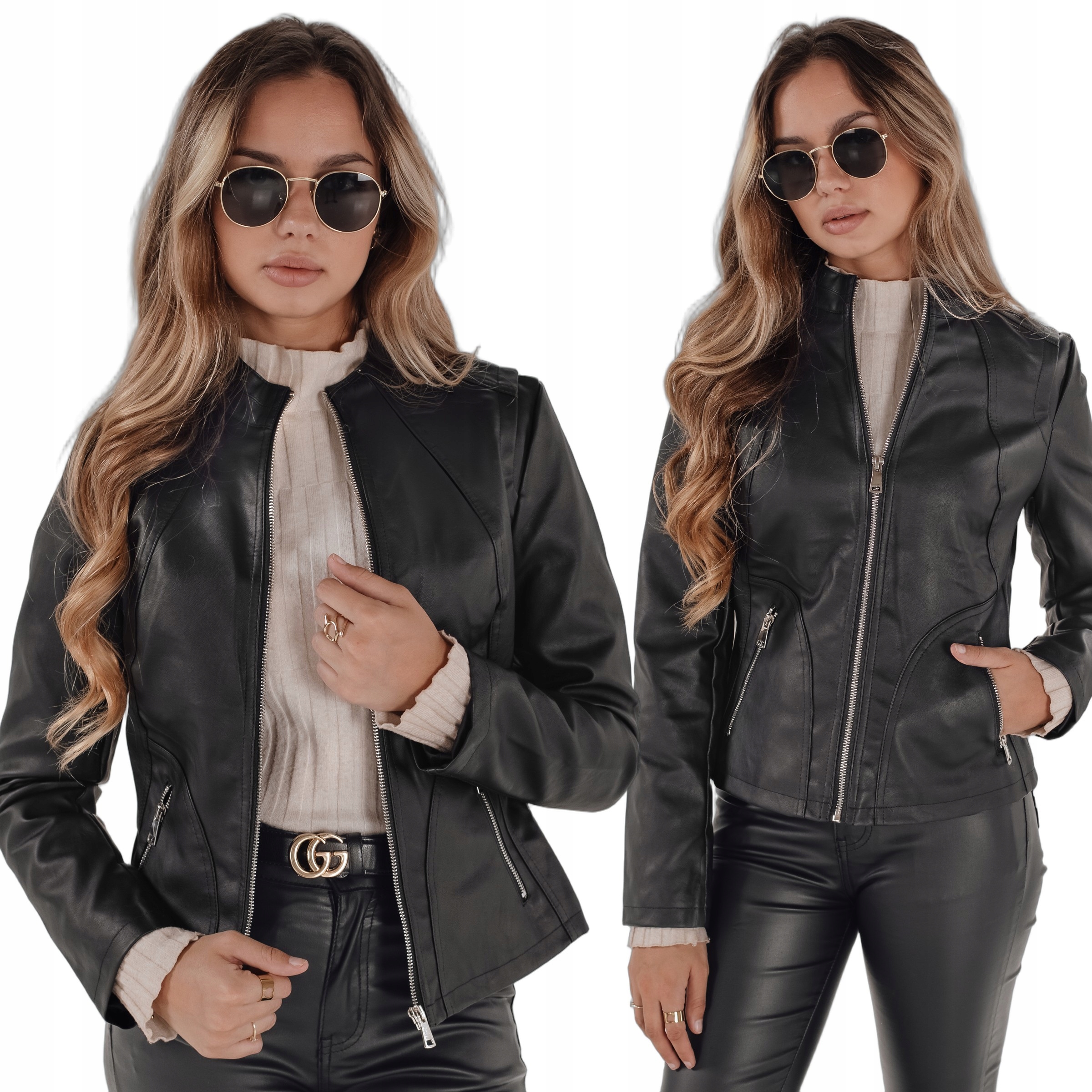 Kurtka skórzana damska przejściowa czarna TY5201 M