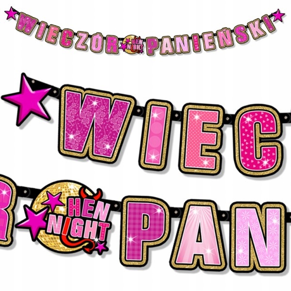 

Baner girlanda na Wieczór Panieński różowy 247cm