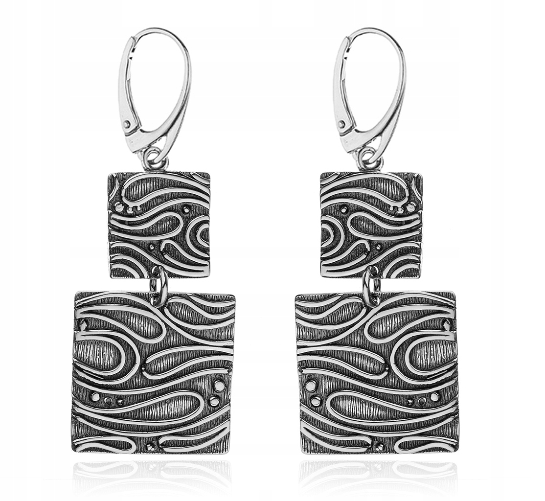 

Kolczyki Srebrne Kwadraty Wzorki Angielskie Zapięc