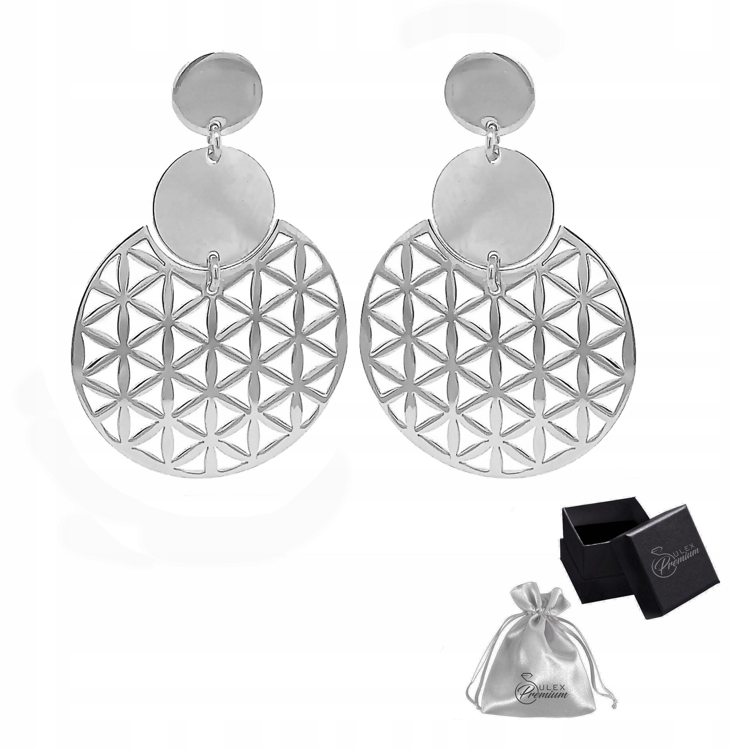 Stříbrné náušnice rhodiované ryzost 925 Elegantní Prolamované Náušnice Kola Dárek