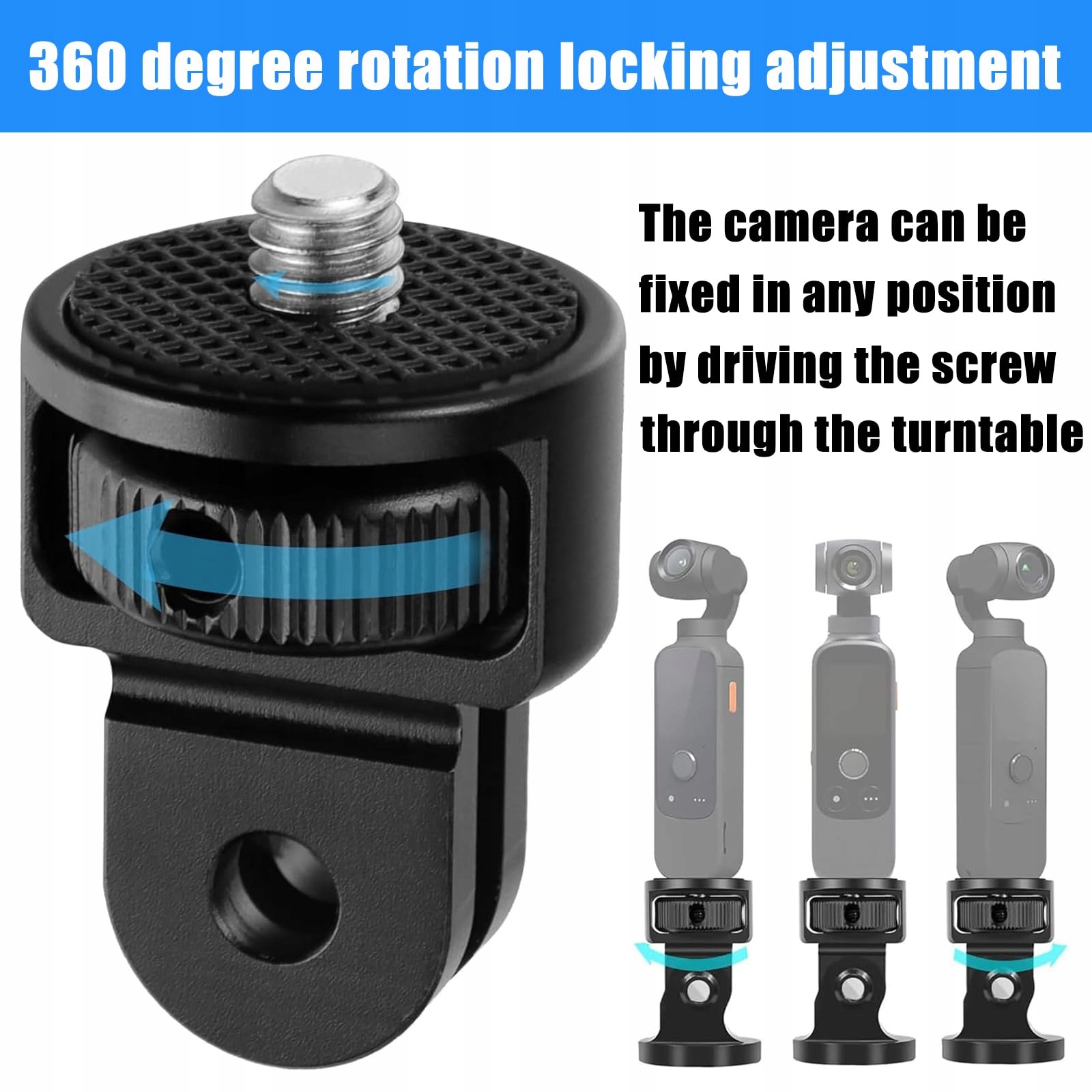 BEGPOEE Adapter Do Statywu 360° 1/4 Cala Do Kamer GoPro Sjcam — miniatura 5