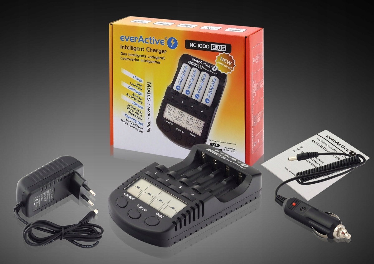 Ładowarka NC-1000P USB NiMH NiCd R6 AA R3 AAA LCD Odświeżanie Rozładowanie Stan opakowania oryginalne