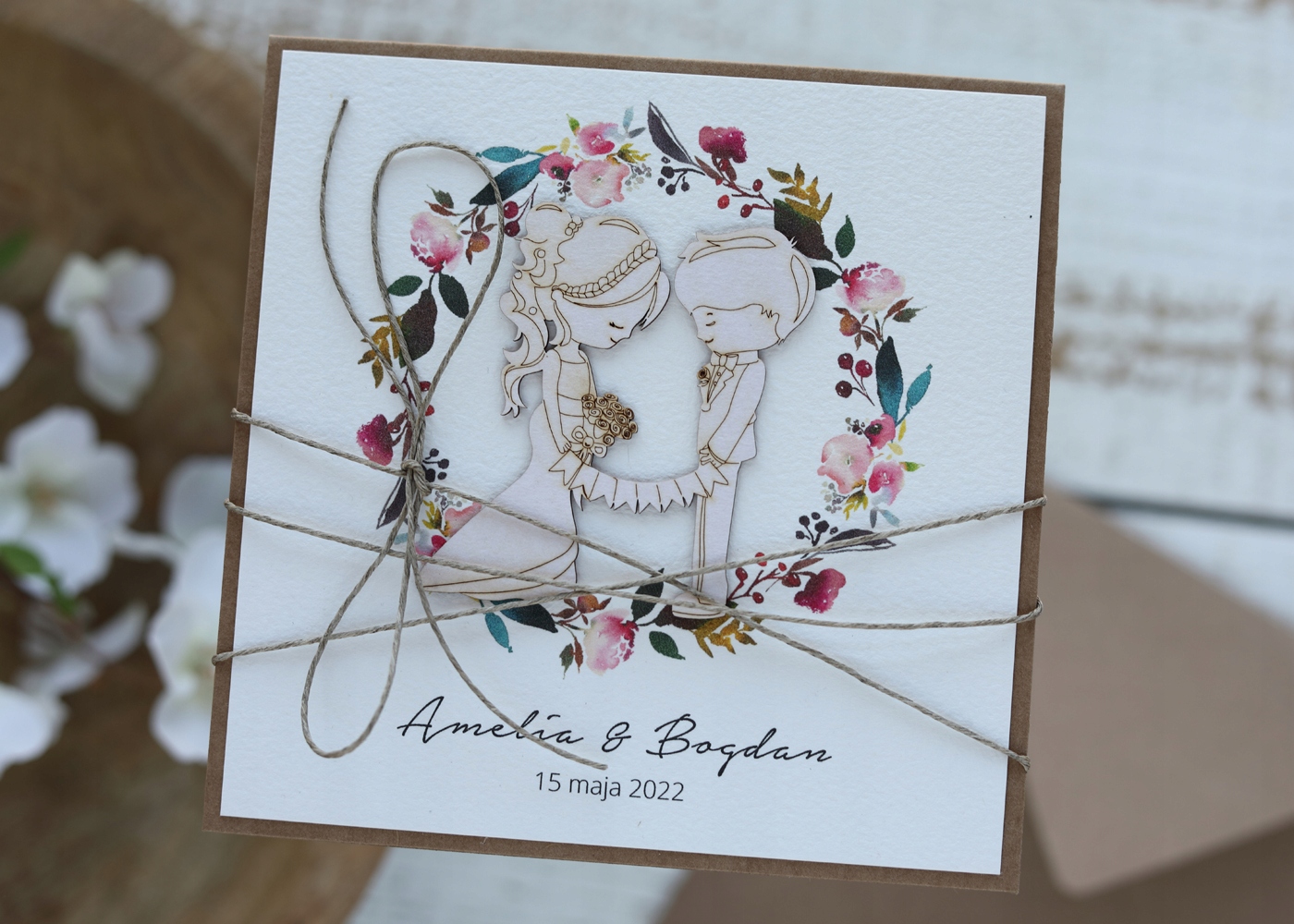 Svatební přání ručně vyrobené jmény
