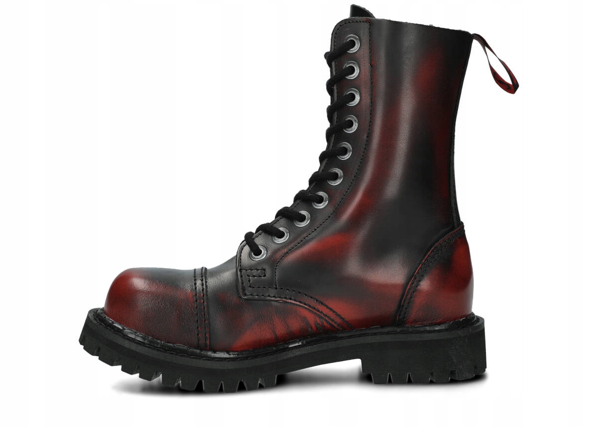 NAGABA 10H CZERWONY - CZARNY - GLANY MĘSKIE, SKÓRZANE LICO - STEEL NOSE Kod producenta N-010H-P6LU-04KA-0-43