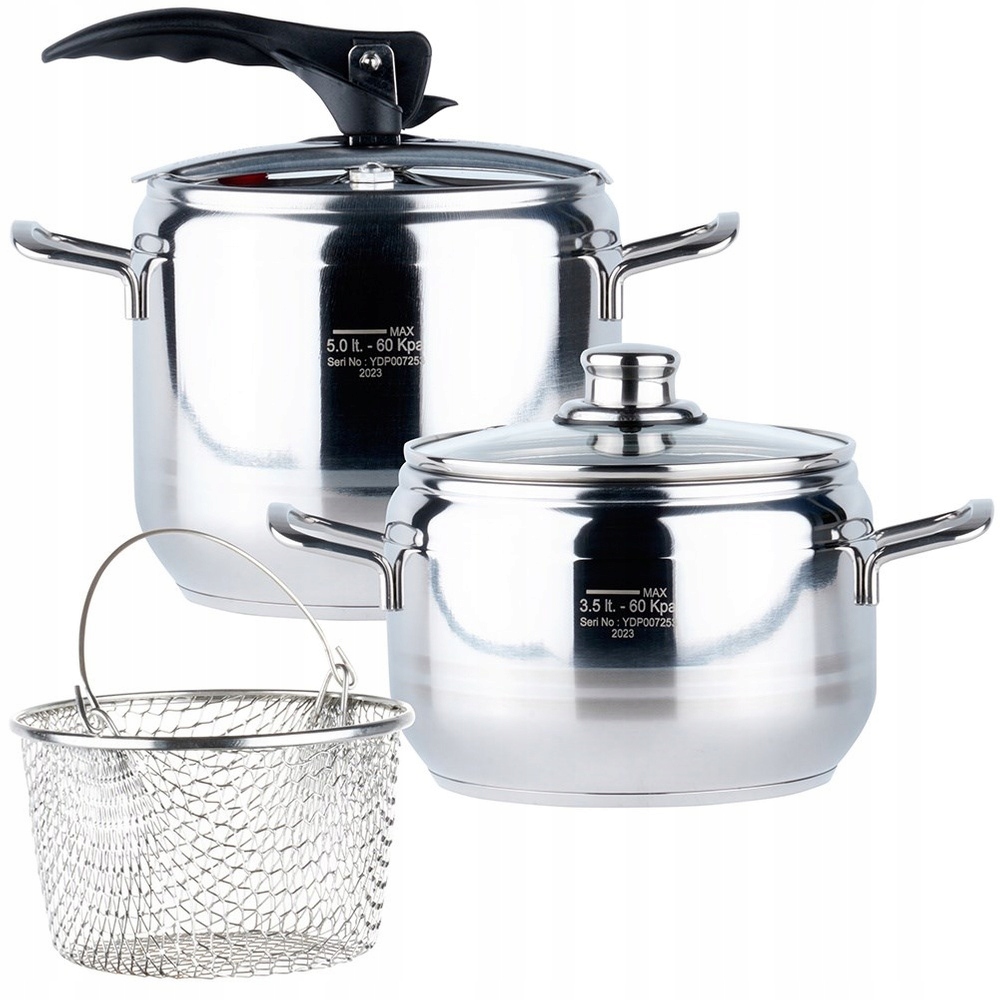 2x Tlakový hrniec Orion Profi oceľový hrniec na rýchle varenie 3,5+5