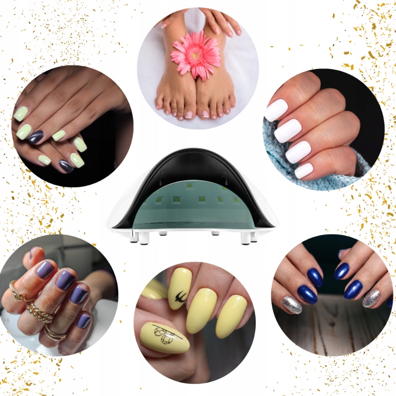 Lampa do Paznokci 48W Mocna LED UV LUSTRZANE DNO LCD ŻEL HYBRYDA Cechy dodatkowe sensor ruchu timer zdejmowane dno