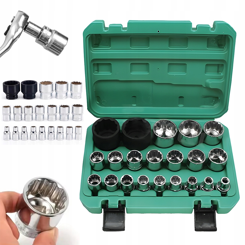 Zestaw Nasadek 1/2 Nasadki Spline Klucze 12 Kątne Dwunastokątne 8-36mm
