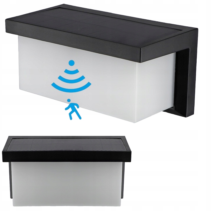 Solární Fasádní Lampa Senzor Pohybu A Soumraku Nástěnné Svítidlo Zahrada Led 3W