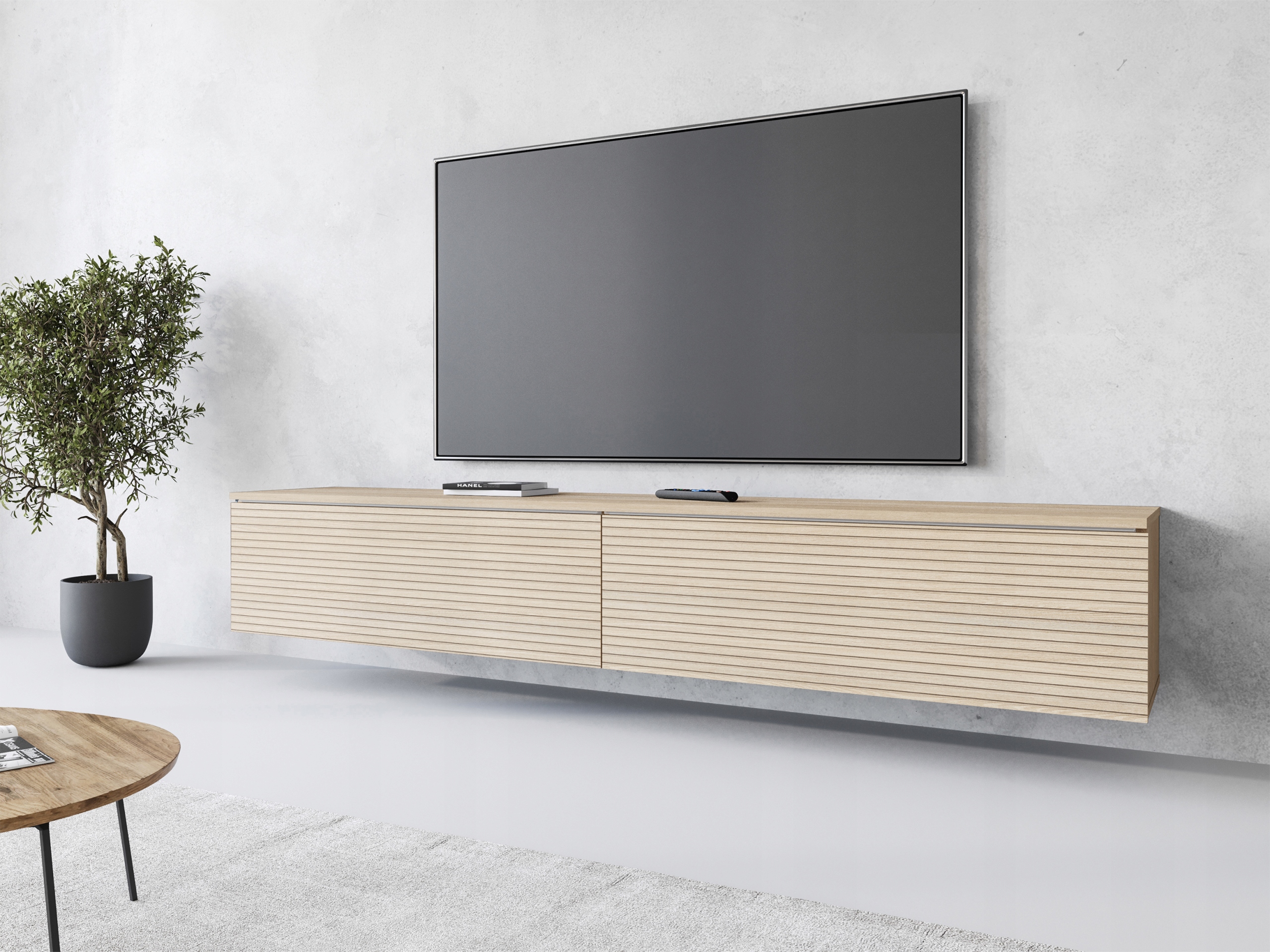 SZAFKA RTV APOLLO II 180 cm półka pod TV, lowboard, komoda, imitacja lameli