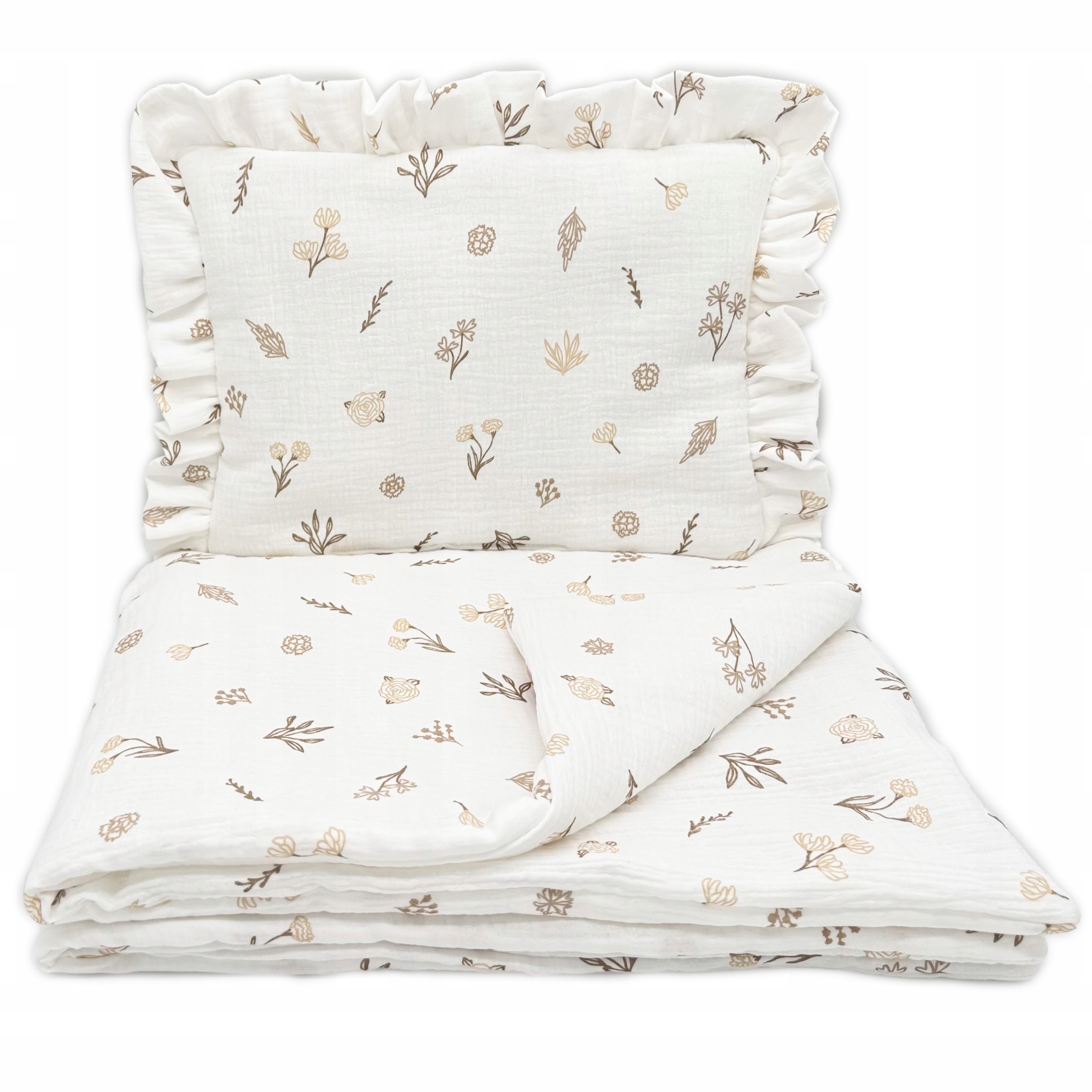 POŚCIEL MUŚLINOWA Z FALBANKĄ 50 X 70 Z WYPEŁNIENIEM