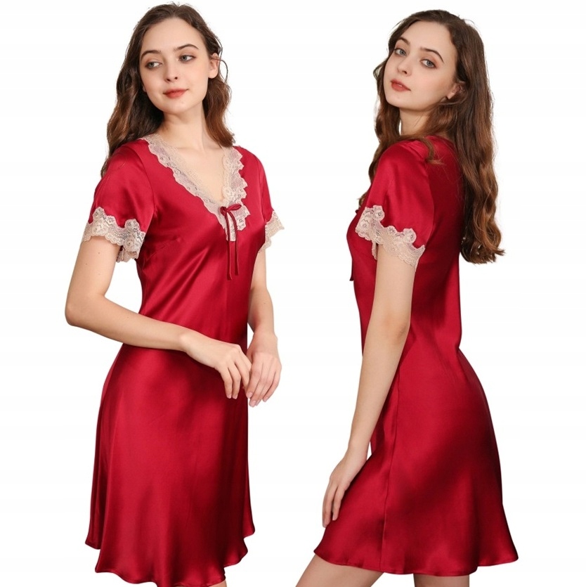 Hedvábná Košile Noční Krajka Halka Pyžamo Ndr m