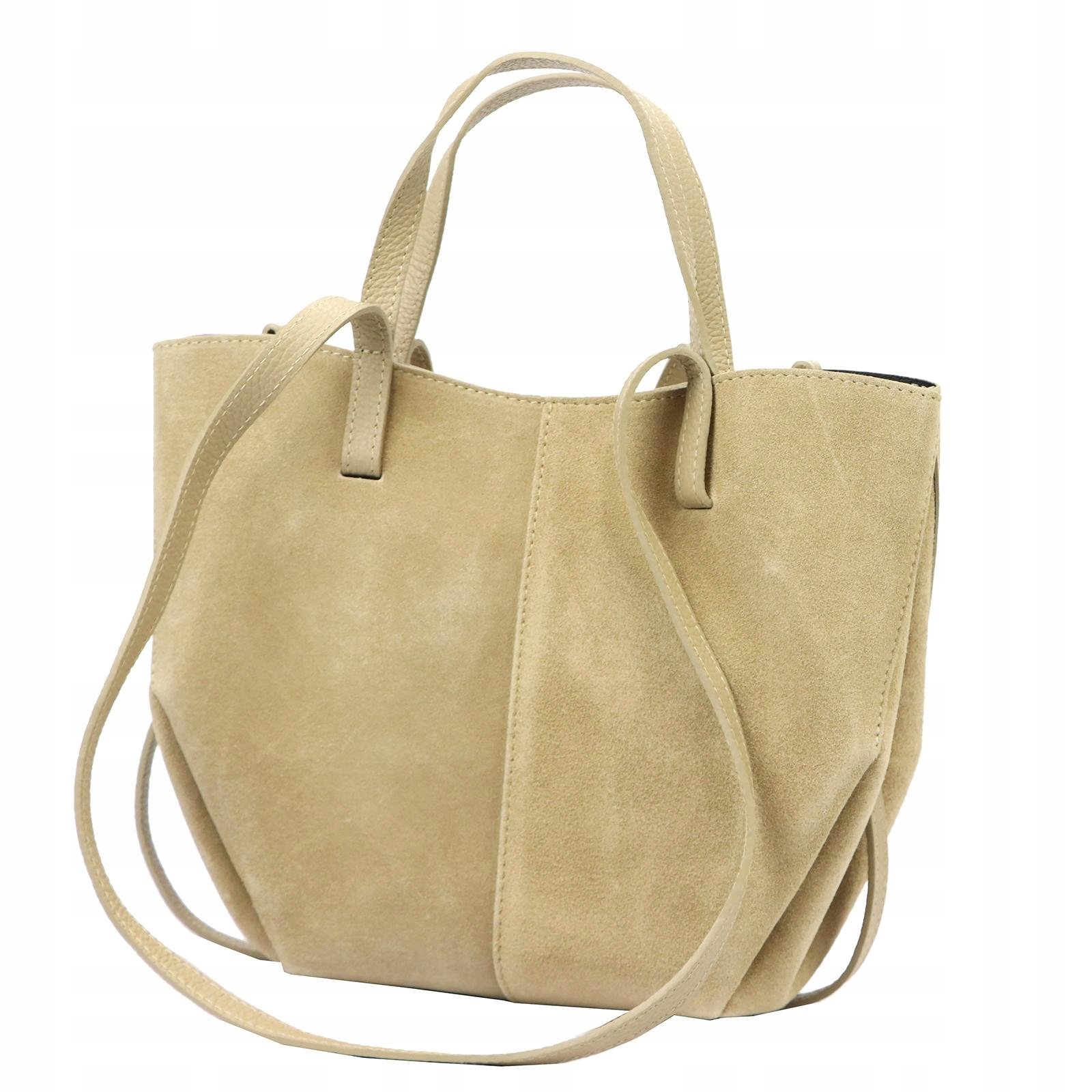 Dámská shopper kabelka z semišové kůže béžová přes rameno Luka