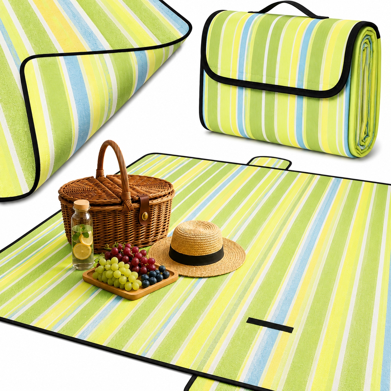 Koc Mata Piknikowa Plażowa 200 x 90 CM – Składana, Lekka Dla Rodziny Dzieci