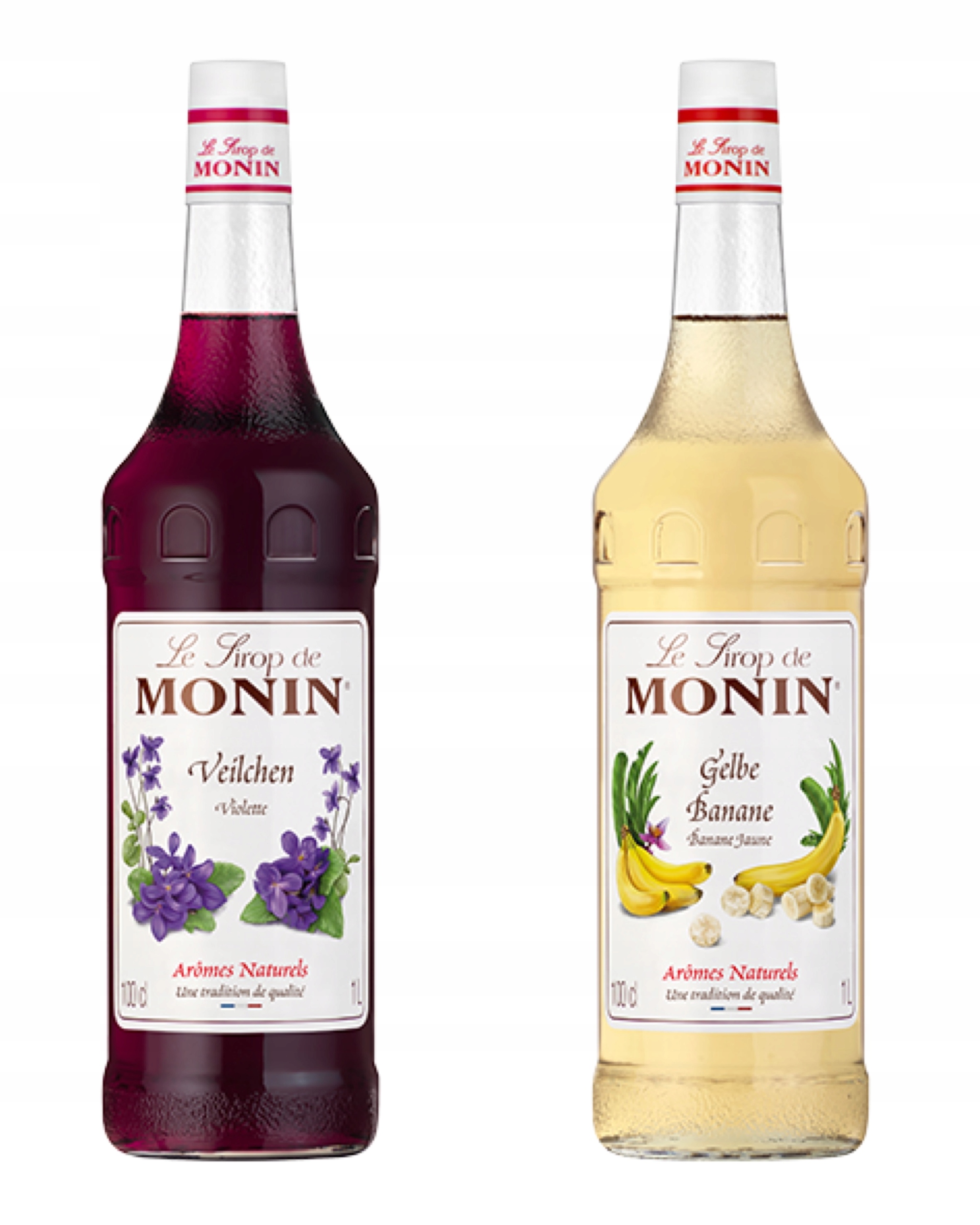 Levně Monin Sada sirupů – Banán Fialka 2x1000 ml Sklo