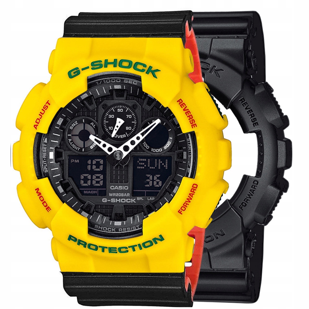 Sada G-shock GA-100-1A1ER Žlutá Černá, Červená