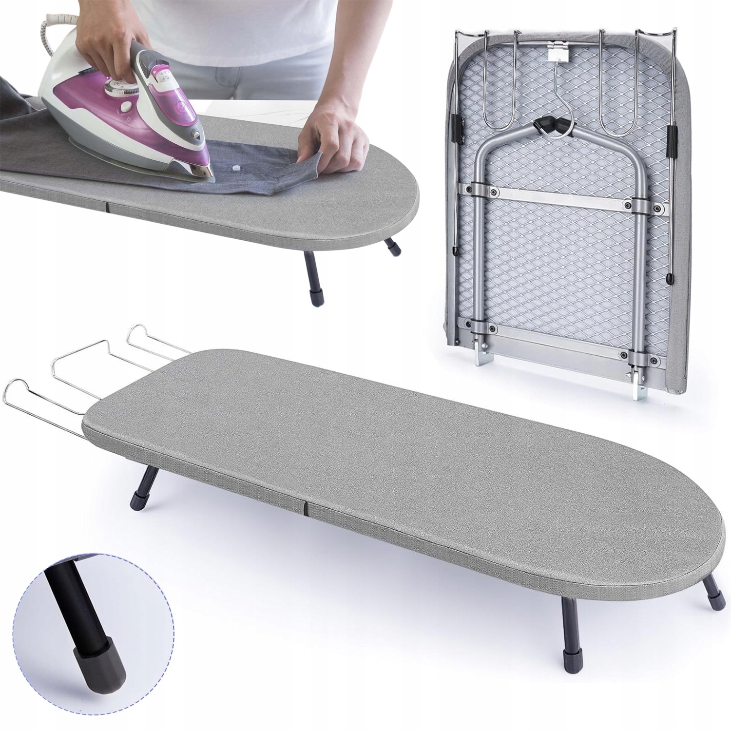 Levně Žehlicí Prkno Cestovní Kovová Síťka 4 Skládací Nohy