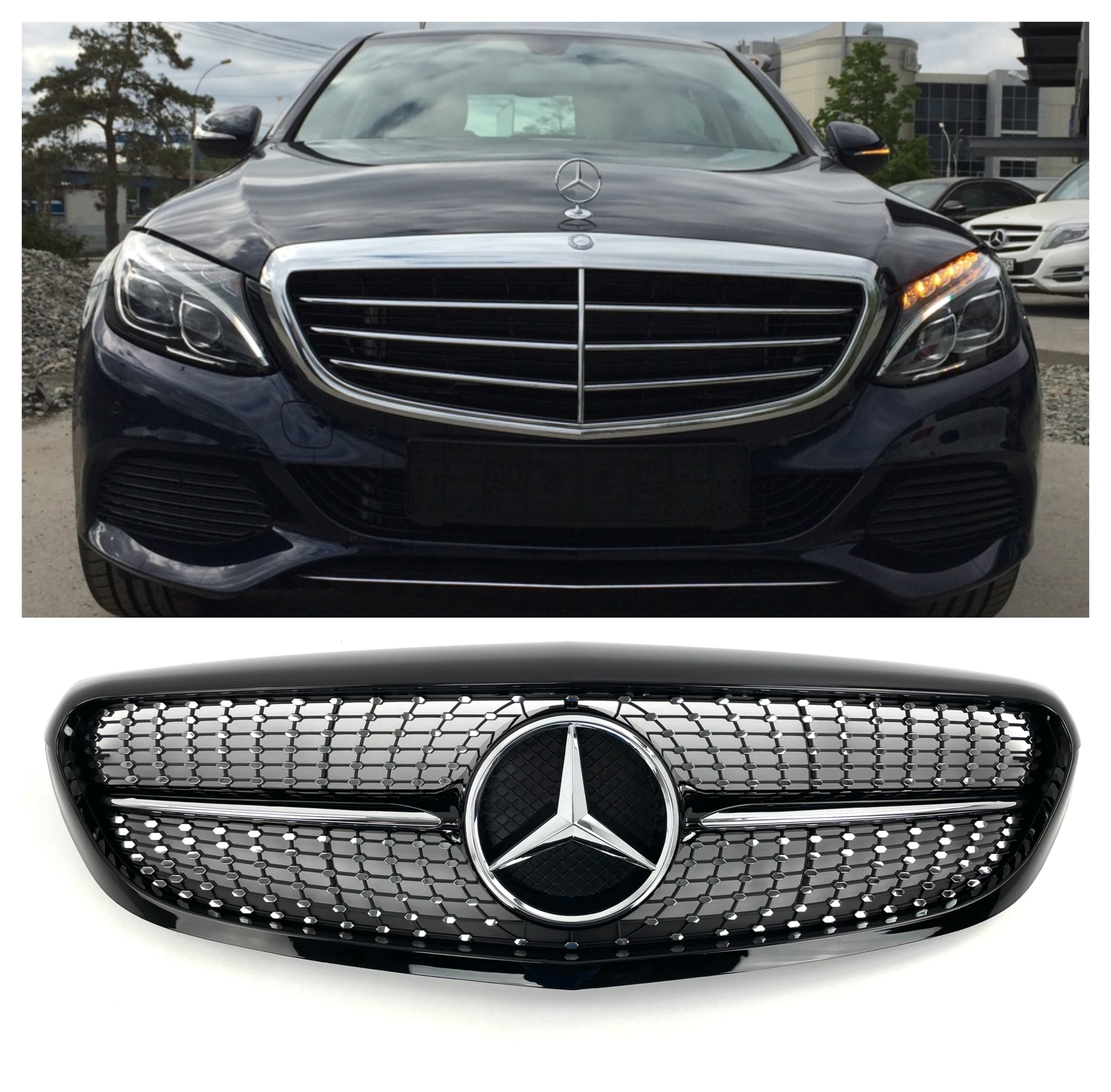 GRILL MERCEDES C KLASA W205 AMG DIAMOND STYL CLASSIC