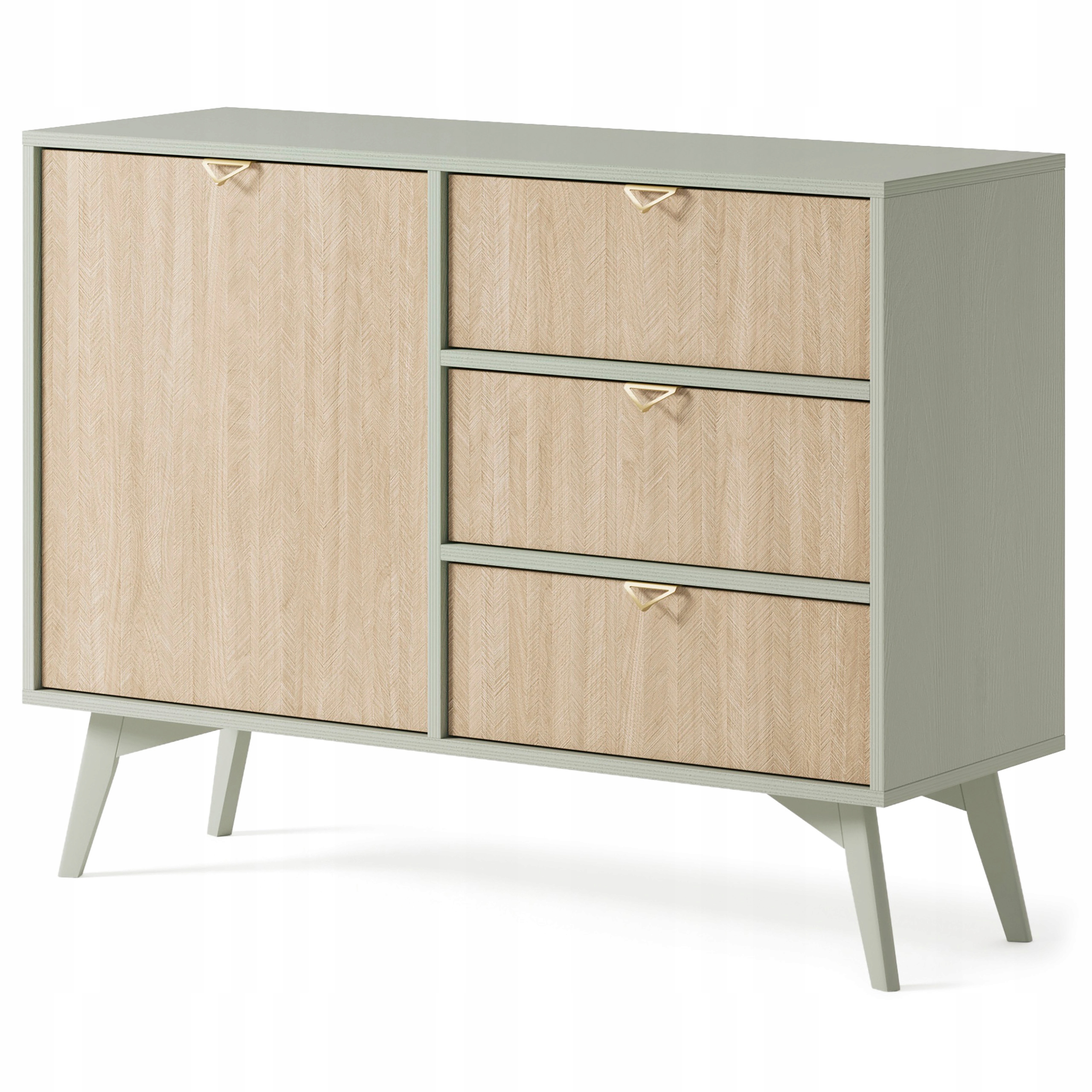 Komoda Foresta 106 cm do obývacího pokoje Ložnice 3 zásuvky Dvířka Zelená