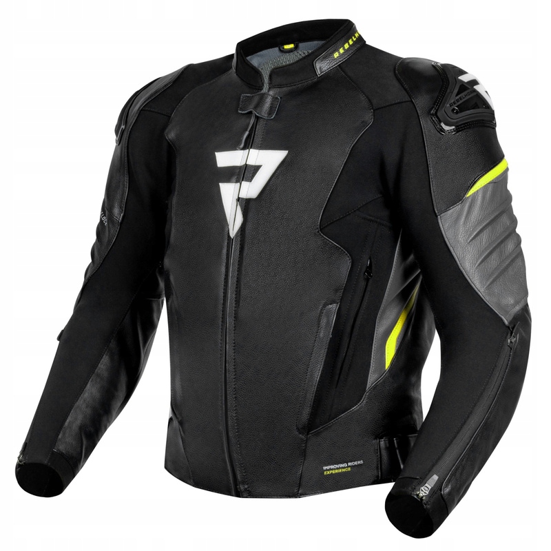 Kožená Motocyklová Bunda Rebelhorn Veloce Black Grey Fluo Yellow 56