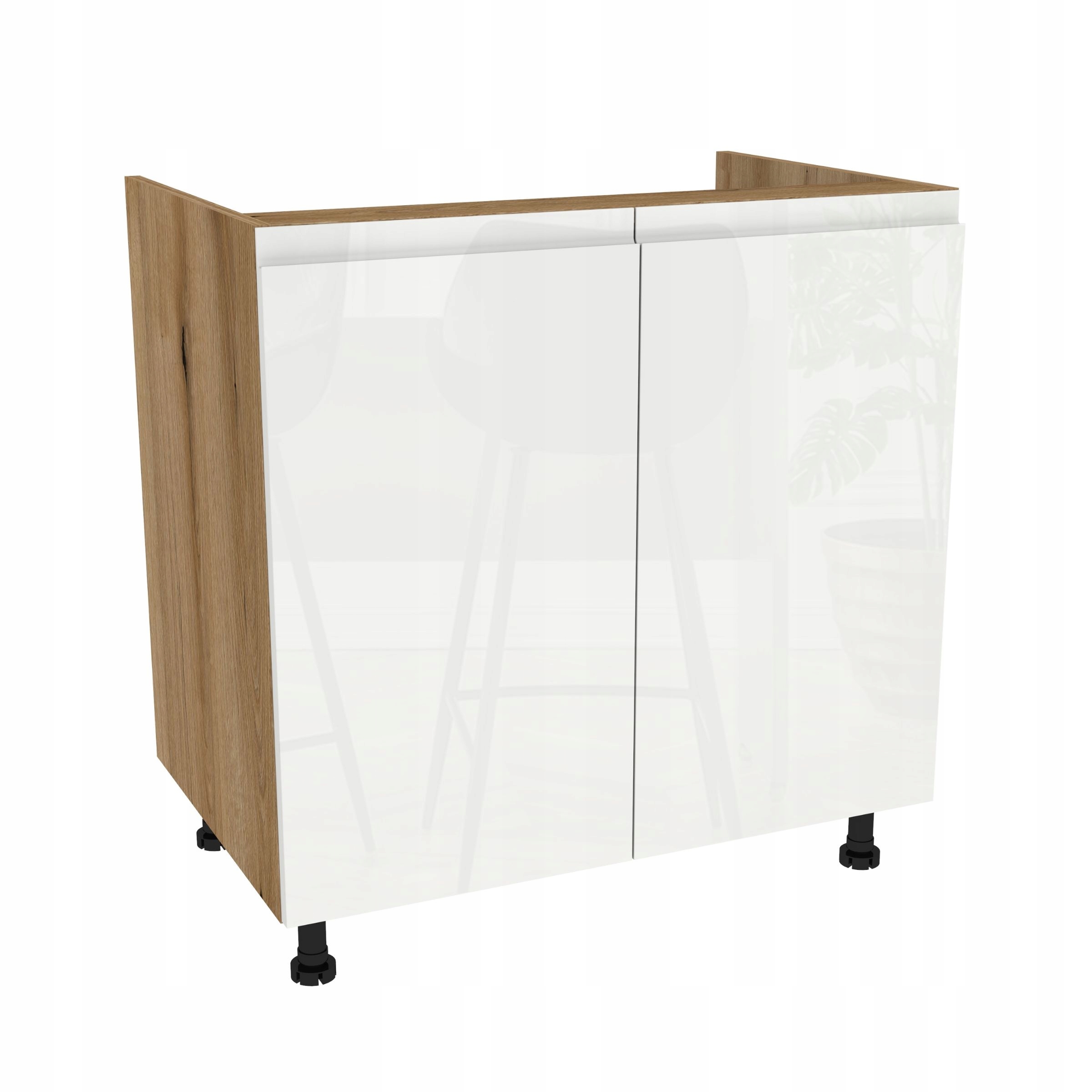 Skriňa pod umývadlo 80 Frezo Dub Evoke predná časť Bezúchytková Biela Akryl Lesk