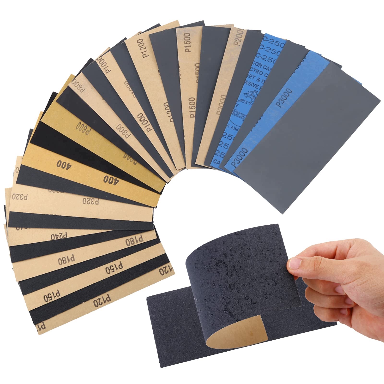 Papiery Wodne Zestaw Papier Ścierny Wodny Arkuszy P120-P5000 Zestaw 45 szt