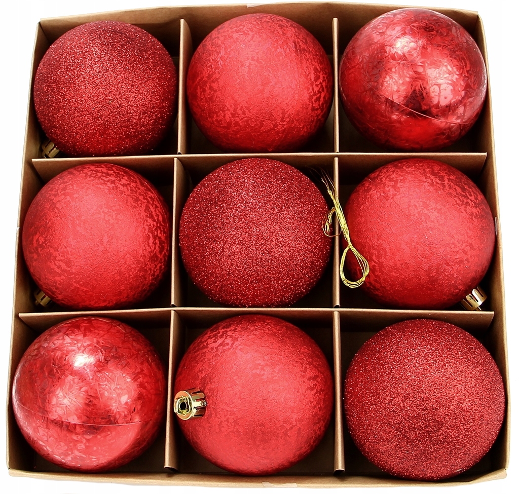 

Zestaw Bombek bombki mix Czerwone 9szt 8cm