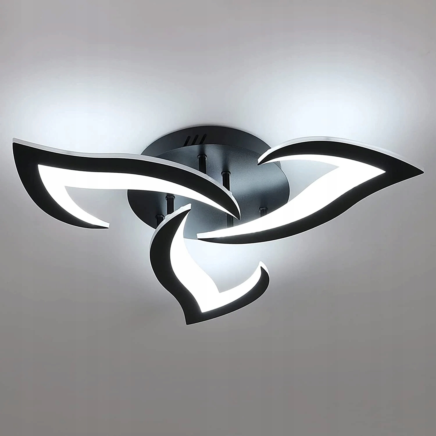 Nowoczesny Żyrandol Lampa Led Sufitowa Czarna Plafon 36W 6000K Do Salonu