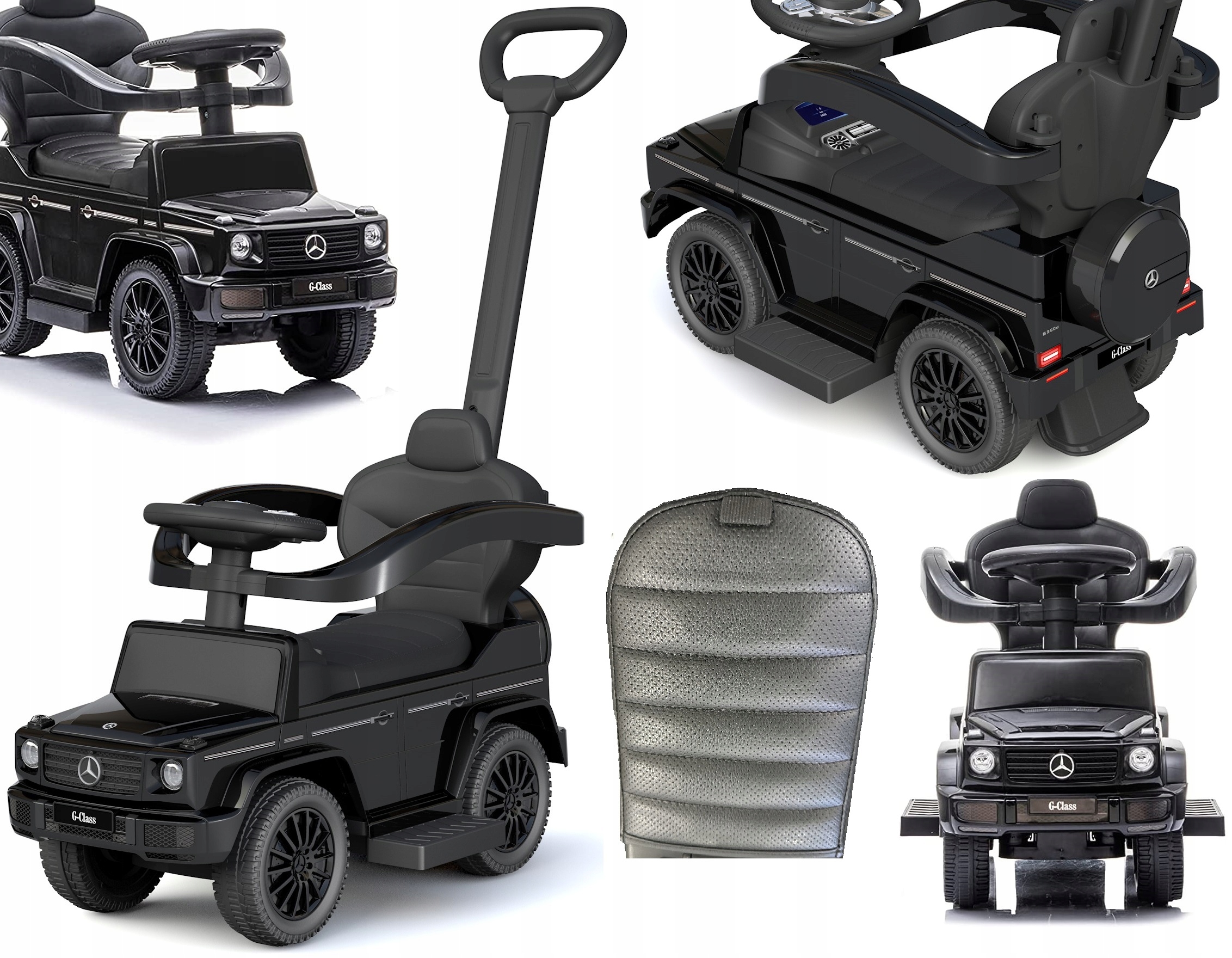 Mercedes-benz G350D Jeździk Pchacz Chodzik Dźwięk Skóra Gumowe Koła Miękkie