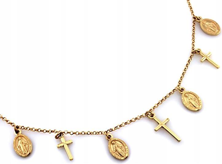 Stříbrný pozlacený jemný náhrdelník s medailonky ryzosti 925 a křížky
