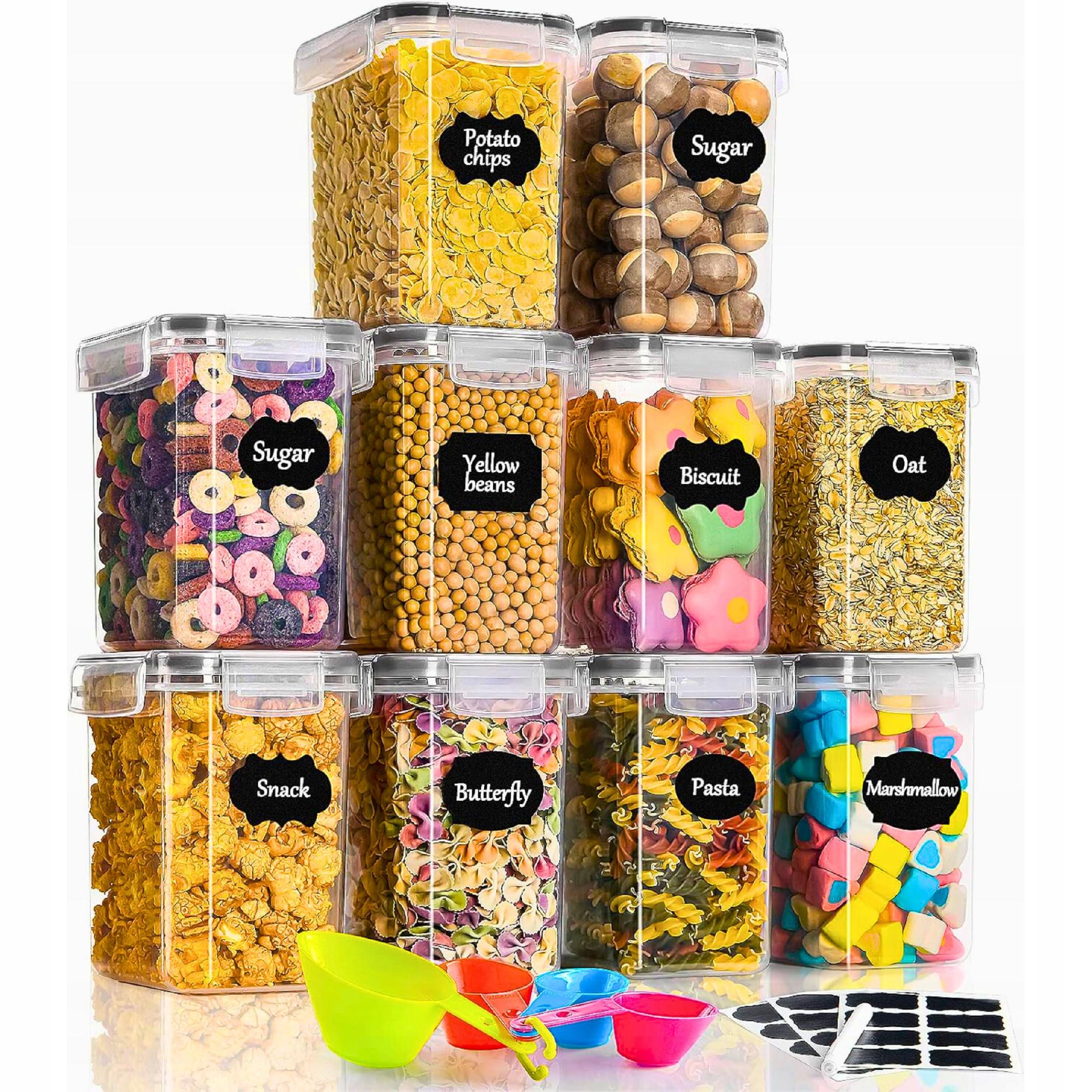 Dózy Na Potraviny Organizéry Plastové Sada 10 ks Etiketky Bonus