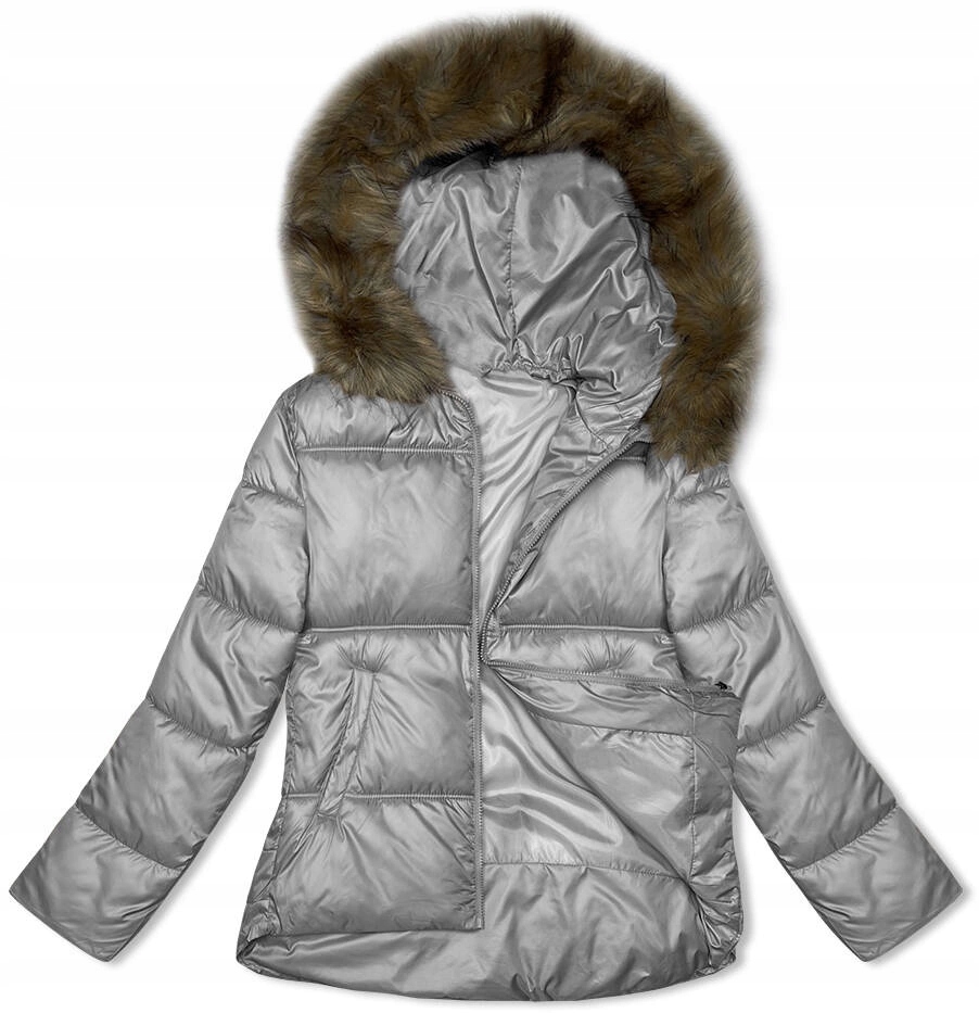 Zimní Bunda Kapuce B8190 Šedá XL (42)