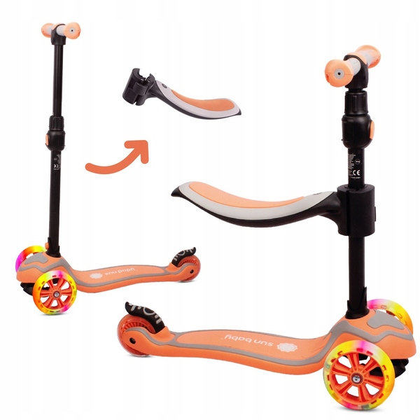 Rowerek biegowy hulajnoga deskorolka Flash 3w1 koła Led -brzoskwiniowy