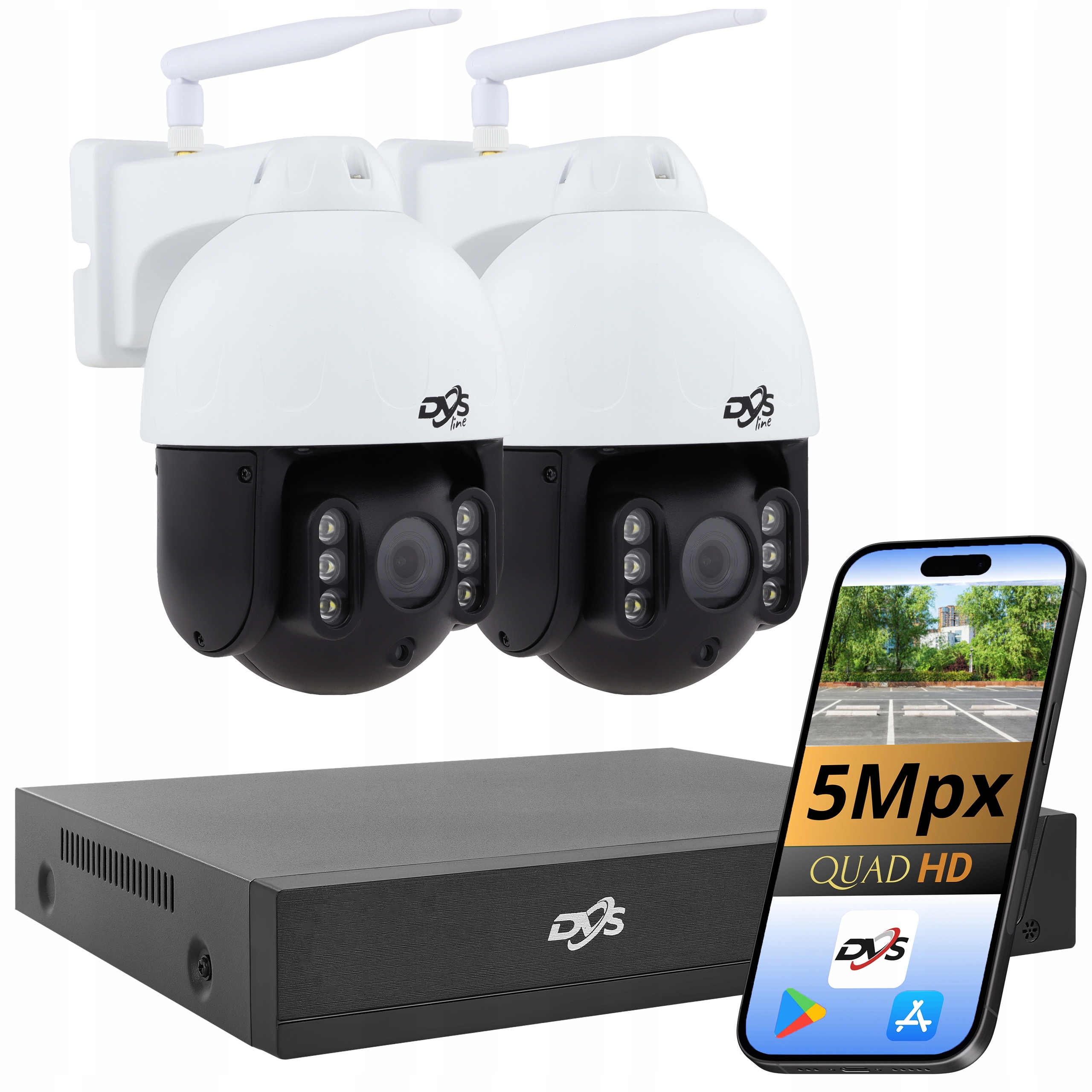 Sada 2 Kamer Wifi 5Mpx Bezdrátové Otočné Kamery Pro Monitorování Dvs