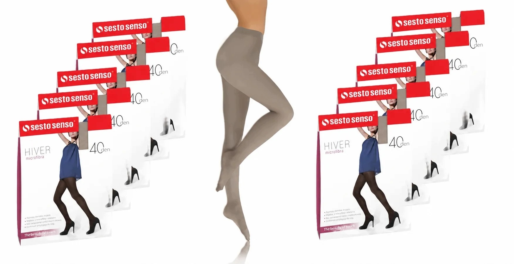 Sesto Senso 10-PAK Punčocháče 40 Den barva krycí mikrovlákno Hiver Grigio 2
