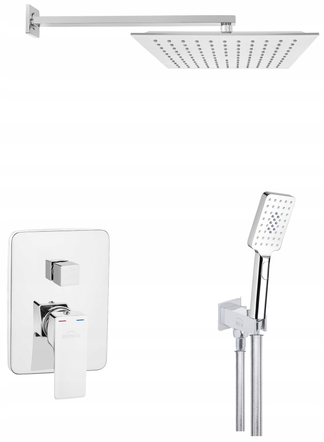 Invena Podomietkový Sprchový Set S Dažďovou Sprchou, Chróm