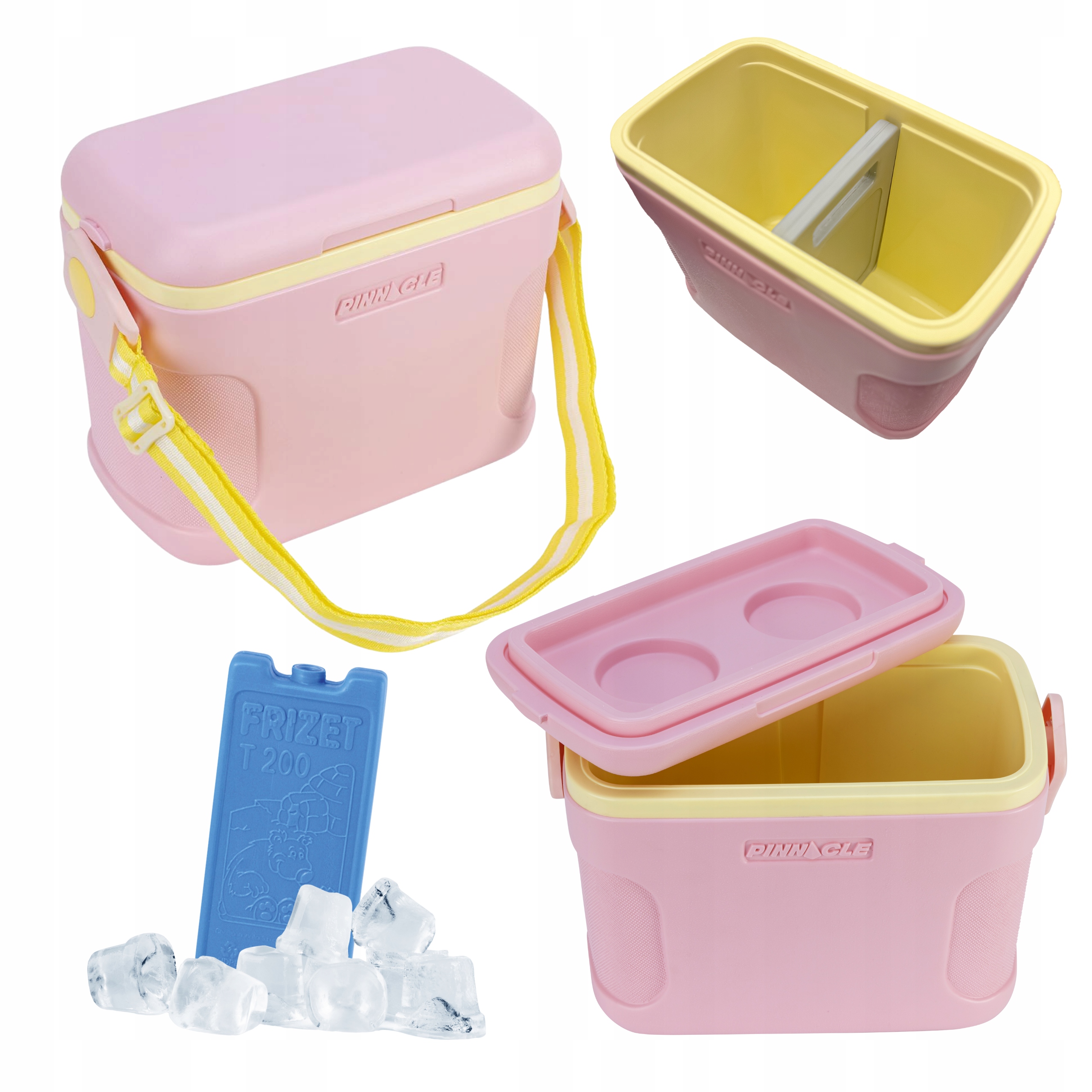 Malá turistická lednička na rameno 8 l růžová Pinnacle 2 chladicí vložky