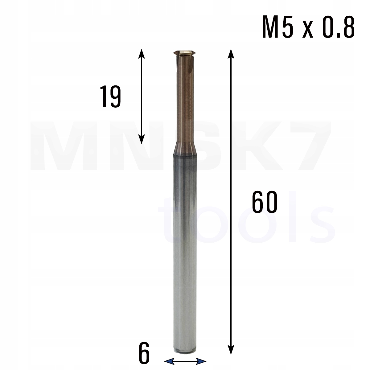 Frez do gwintowania stali Unc M5 x 0.8 Cnc Vhm Hrc 60