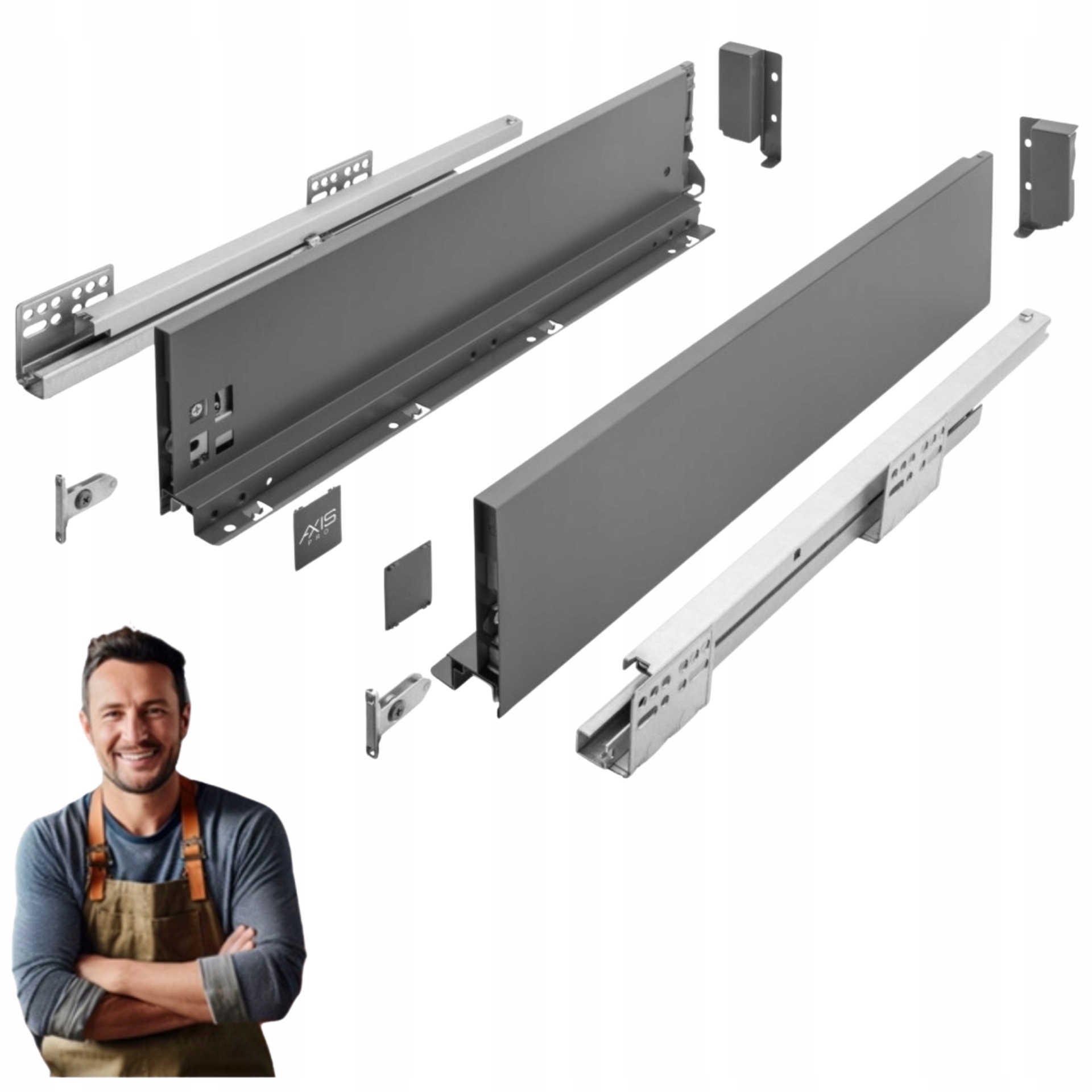 Šuplík Gtv Axis Pro 400 mm antracit střední H-116 PB-AXISPRO-KPL400B