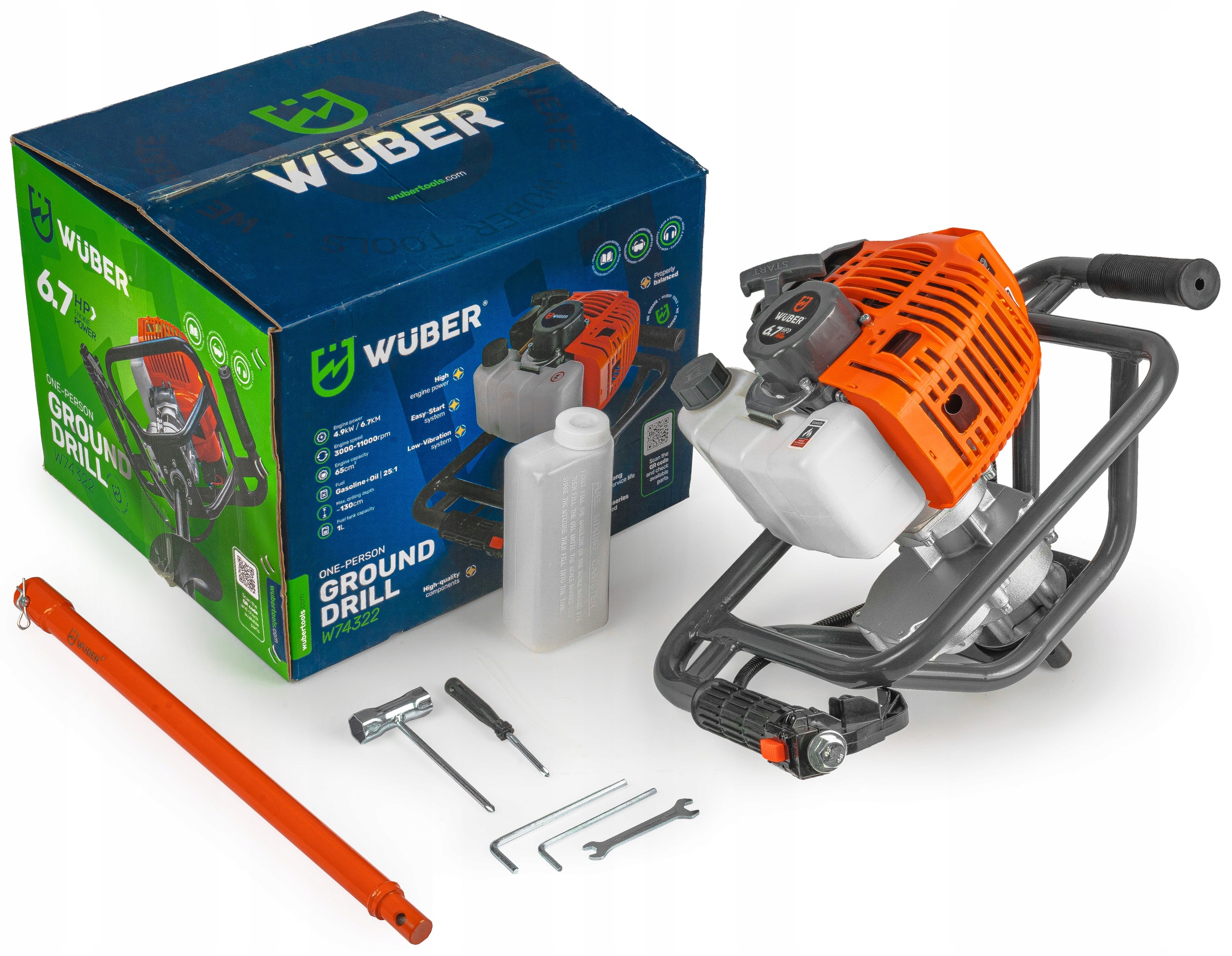 WIERTNICA SPALINOWA ŚWIDER DO ZIEMI GLEBY 6,7KM+PRZEDŁUŻKA WIERTŁA 10/20/30 Zasilanie spalinowe