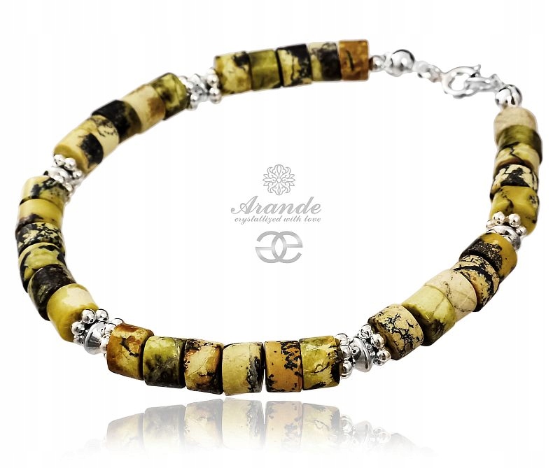 Tyrkysový Žlutý krásný náramek Unikát Stříbro