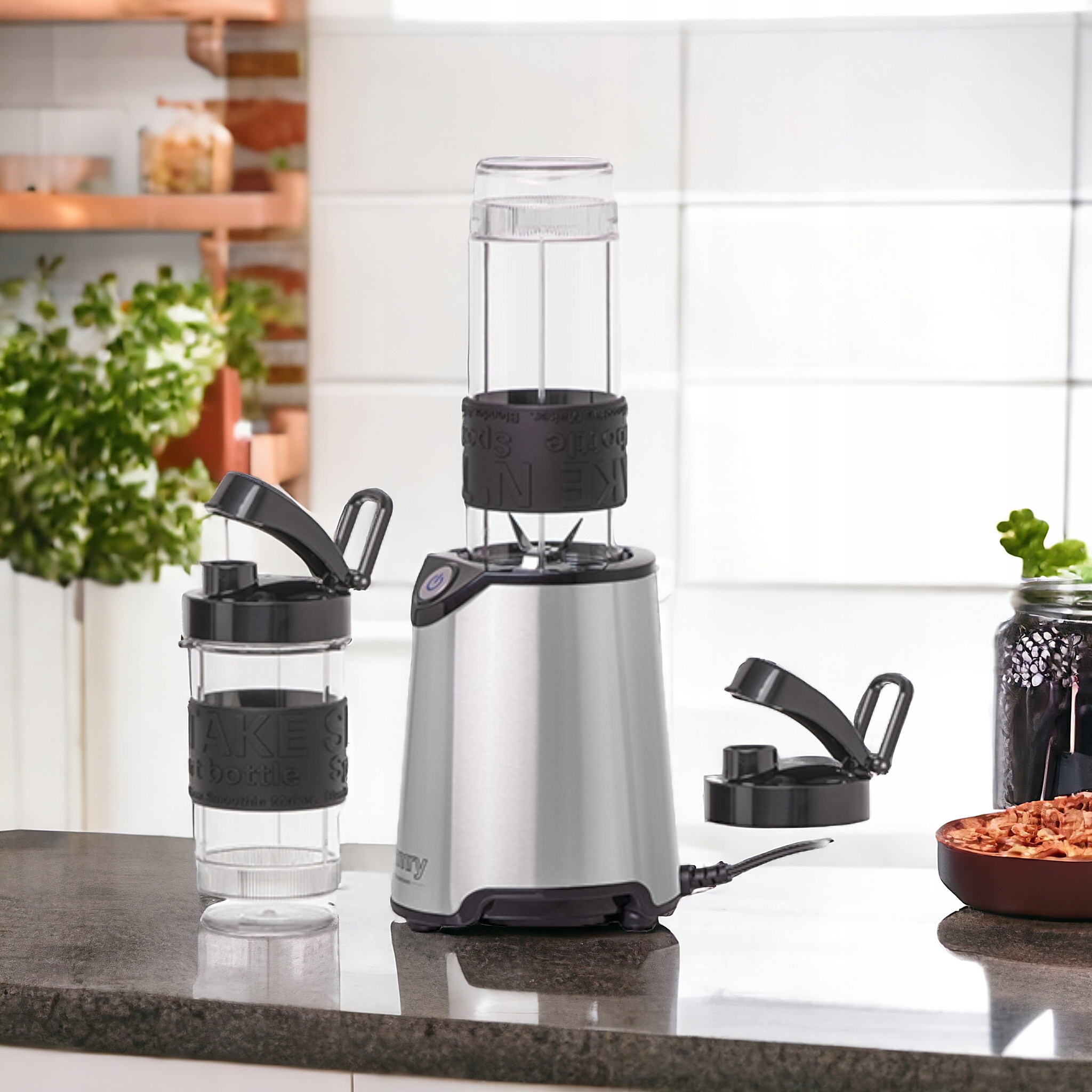BLENDER PERSONALNY CAMRY CR4069 INOX SMOOTHIE 2 BUTELKI KRUSZY LÓD Kolor dominujący srebrny/szary