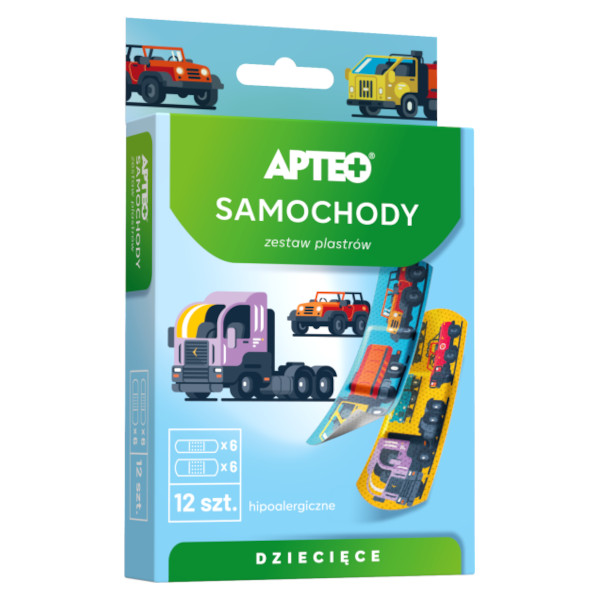 

Plastry dla dzieci samochody Apteo 12 sztuk