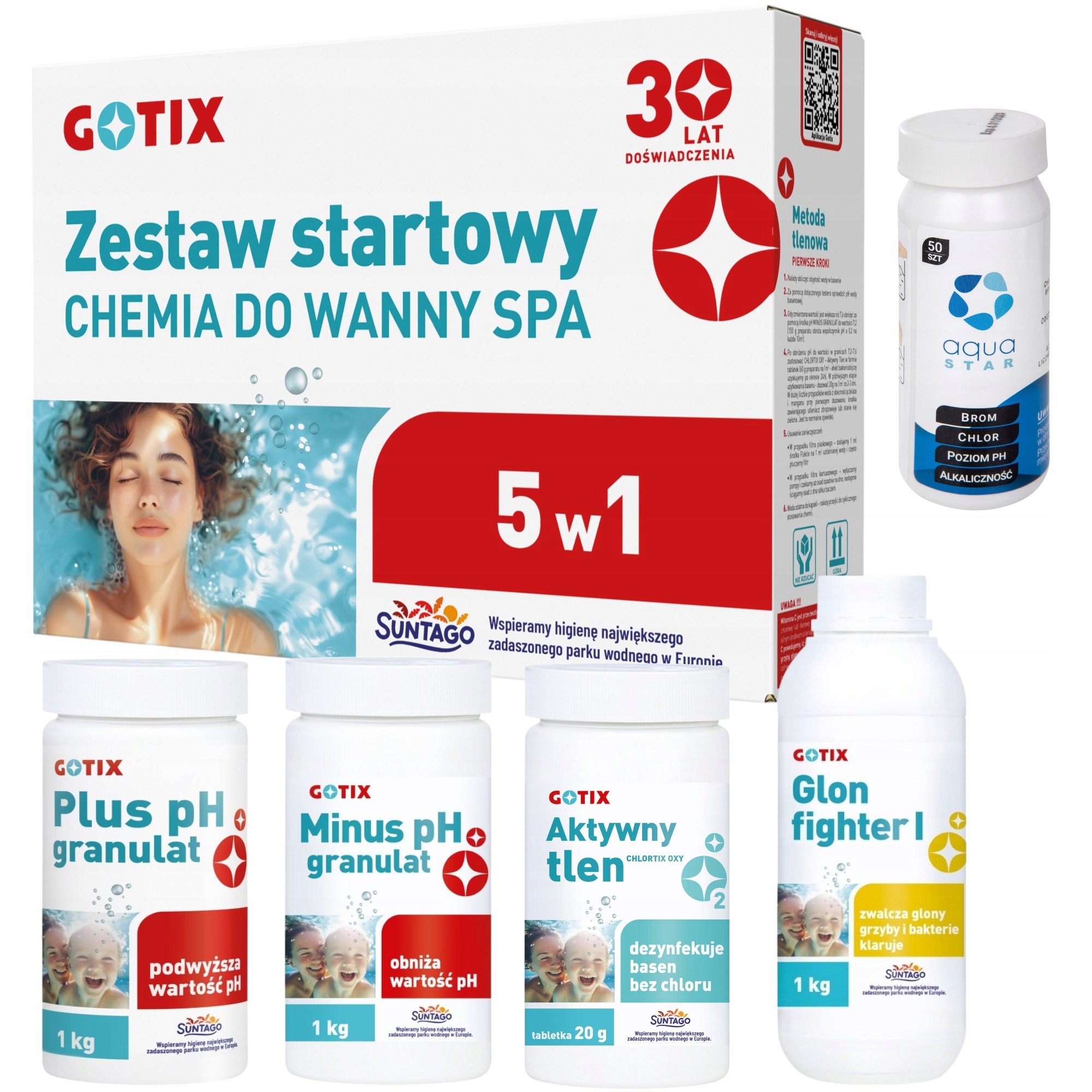 Chlor Zestaw Chemii Basenowej 9w1 Chlor do Basenu i Jacuzzi Startowy 9 w 1