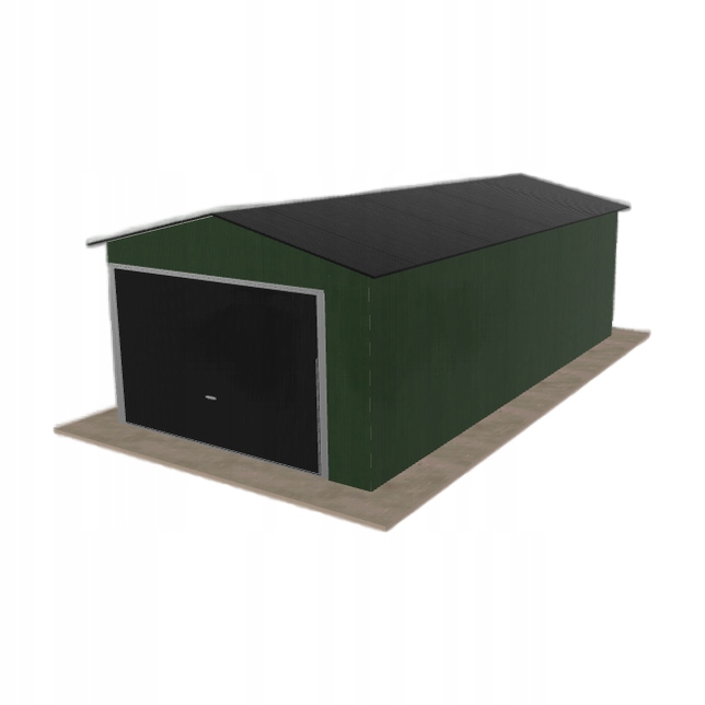 Plechová garáž 3.5 x 7 m jednopolohová, dvouspádová, zelená
