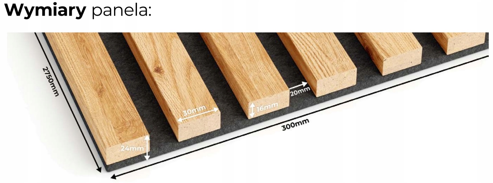 Lamele Czarny Mat na czarnym filcu Materiał płyta MDF